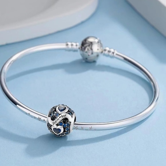 September Birthstone charm in sterling silver 925 barrel style to fit pandoras - Picture 2 of 2